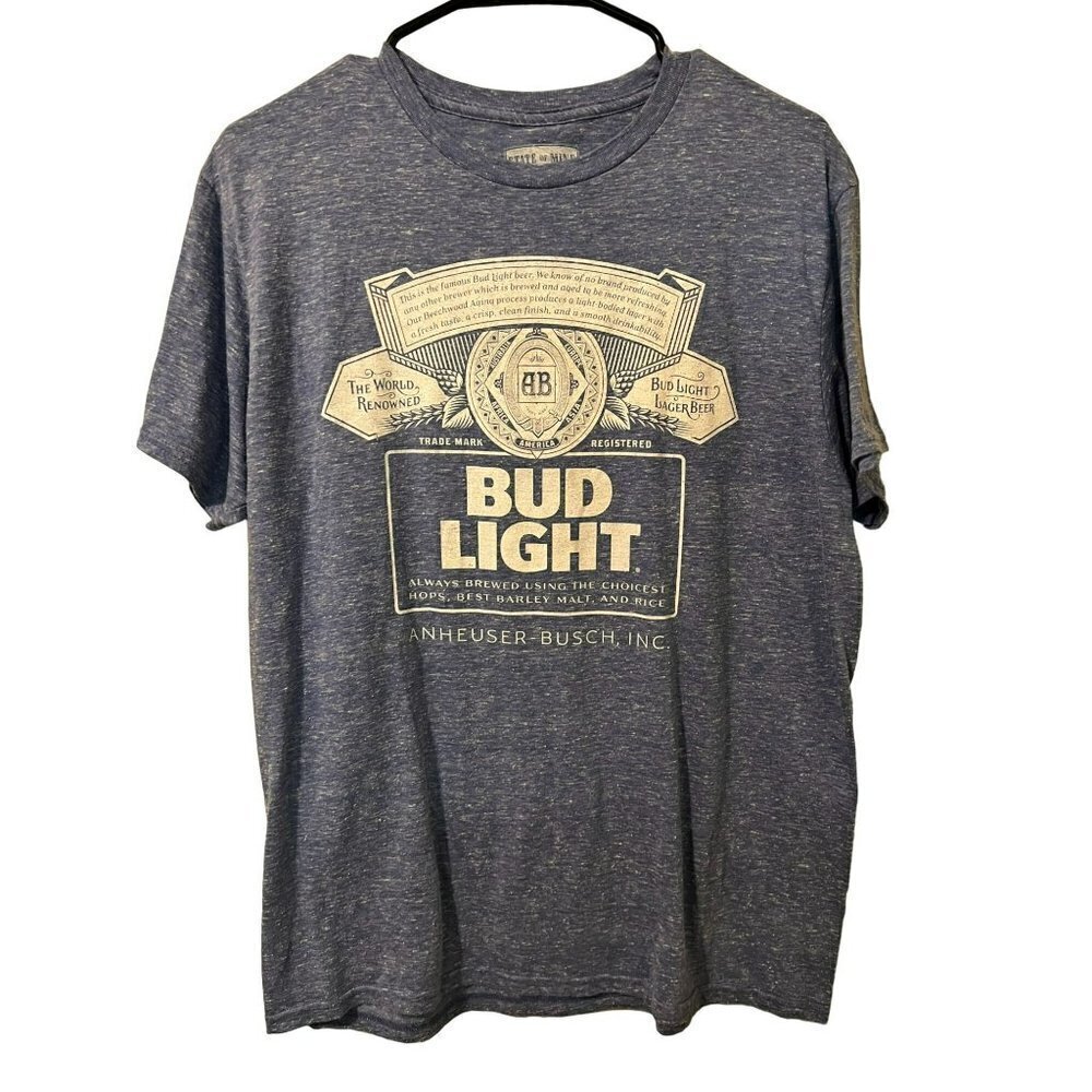 Women's State of Mine Bud Light Blue T Shirt Size L